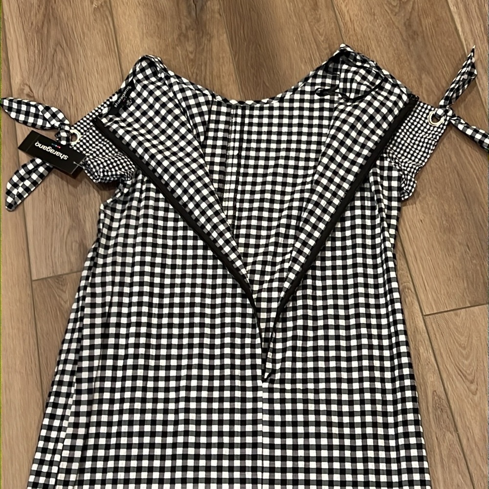 NWT Sharagano Grace Gingham Dress Size 10 Black/White Checkered Classic - Picture 15 of 16
